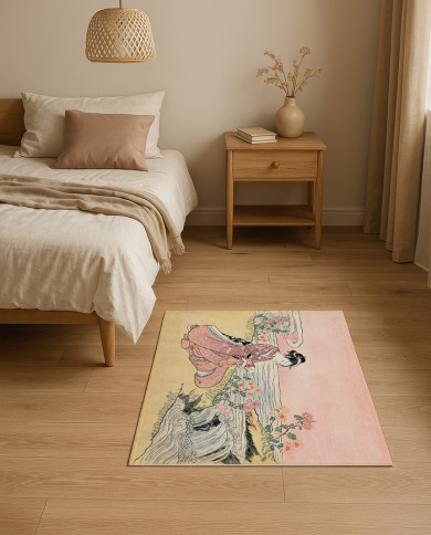 Femme japonaise cueillant des chrysanthemes